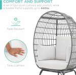 Best Choice Products Wicker Egg Chair, Oversized Indoor Outdoor Lounger for Patio, Backyard, Living Room w/ 4 Cushions, Steel Frame, 440lb Capacity - Ivory - Image 28