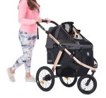 Jogging Sports Stroller with Comfort Rubber Wheels/Zipper-Less Entry/1-Hand Quick Fold/Aluminum Frame for Small/Medium Dogs, Cats and Pets (Green Camo) - Image 8
