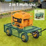 Steel Garden Cart, 2-in-1 1400 lbs Heavy Duty Utility Wagon, with Removable Mesh Sides to Convert into Flatbed, 240 U-Turn 13" Pneumatic Tires Garden Wagon for Farm Yard Lawn Garden Camping - Image 18