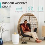 Best Choice Products Wicker Egg Chair, Oversized Indoor Outdoor Lounger for Patio, Backyard, Living Room w/ 4 Cushions, Steel Frame, 440lb Capacity - Ivory - Image 31