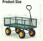 Steel Garden Cart, 2-in-1 1400 lbs Heavy Duty Utility Wagon, with Removable Mesh Sides to Convert into Flatbed, 240 U-Turn 13" Pneumatic Tires Garden Wagon for Farm Yard Lawn Garden Camping - Image 23