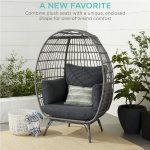 Best Choice Products Wicker Egg Chair, Oversized Indoor Outdoor Lounger for Patio, Backyard, Living Room w/ 4 Cushions, Steel Frame, 440lb Capacity - Ivory - Image 25